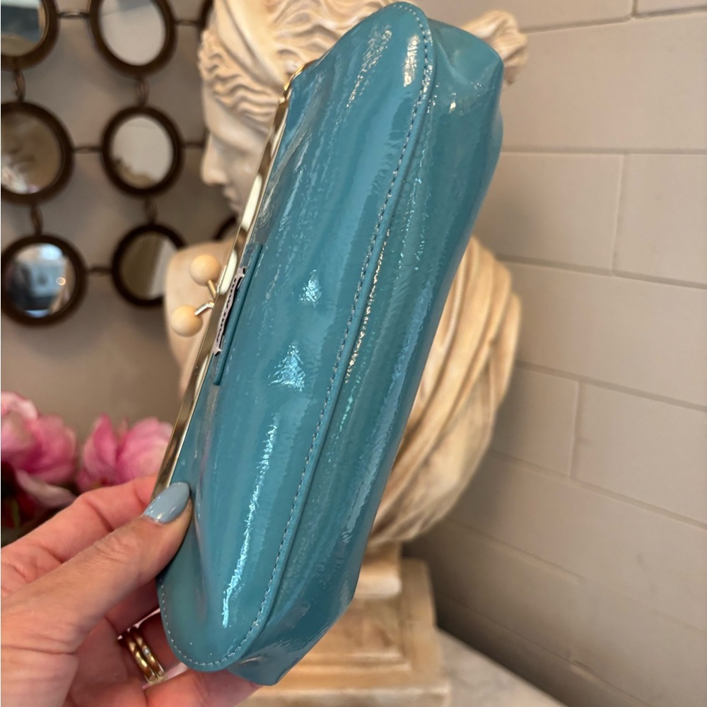 NIB Miu Miu Parfum Tiffany Blue Patent Leather Pouchette Clutch GWP w Strap - Picture 6 of 16